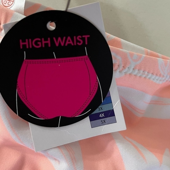 Beautiful peach leaf print high waisted swimsuit bottoms 1X  17 - Picture 3 of 3